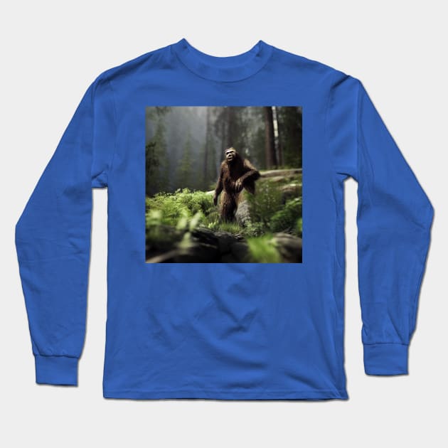 Sasquatch in Nature Long Sleeve T-Shirt by Grassroots Green